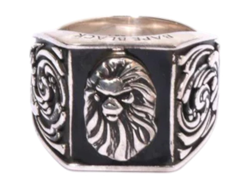 BAPE Black Signet Resin Ring Silver