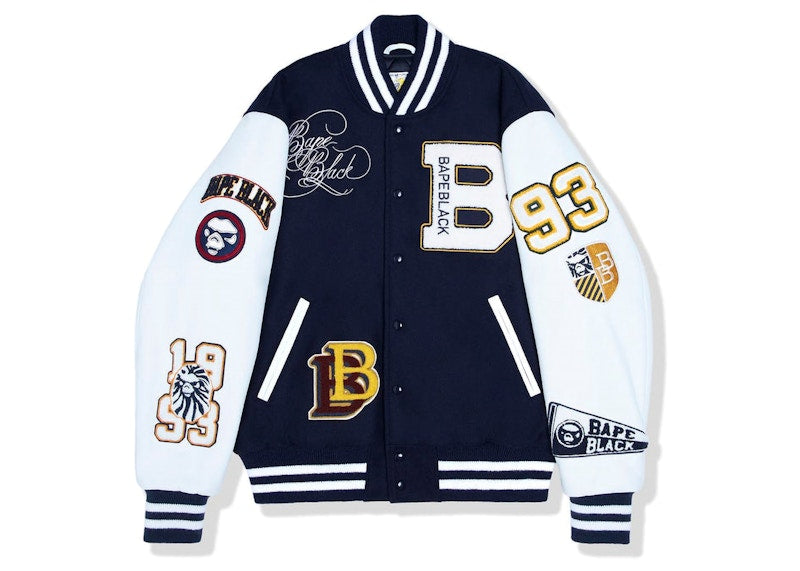 BAPE Black x Golden Bear Sportswear Varsity Jacket Navy