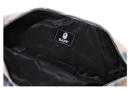 BAPE Bleached Check Furoshiki Bag Sax