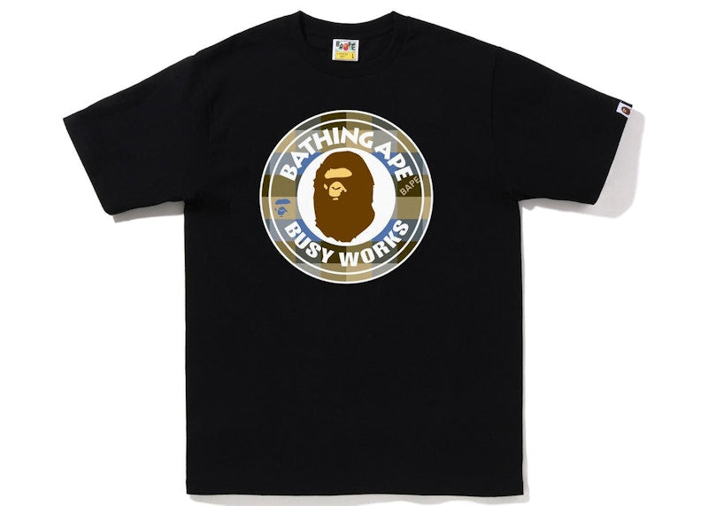 BAPE Block Check Busy Works Tee (FW22) Black Beige