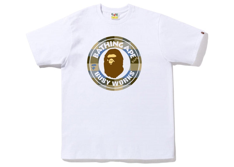 BAPE Block Check Busy Works Tee (FW22) White Beige