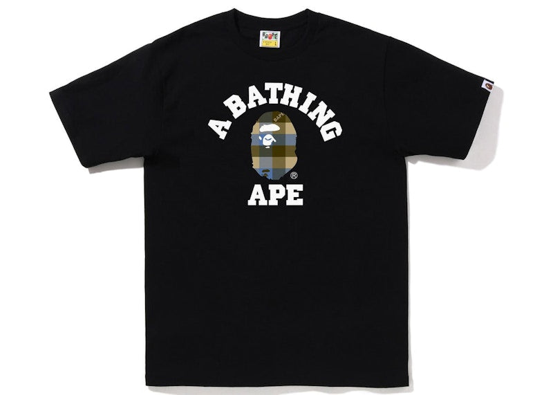 BAPE Block Check College Tee (FW22) Black Beige