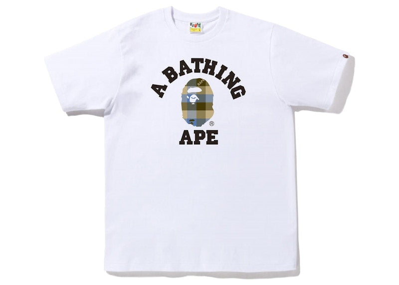 BAPE Block Check College Tee (FW22) White Beige