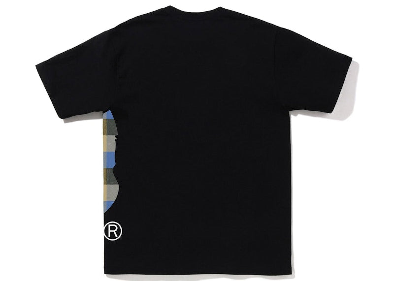 BAPE Block Check Side Big Ape Head Tee (FW22) Black Beige