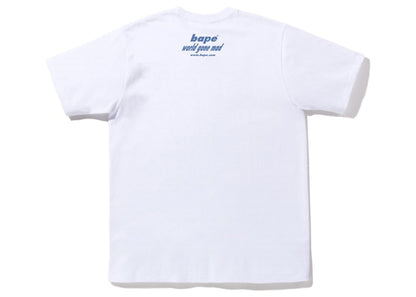 BAPE Block Check WGM Ape Head Tee White Beige