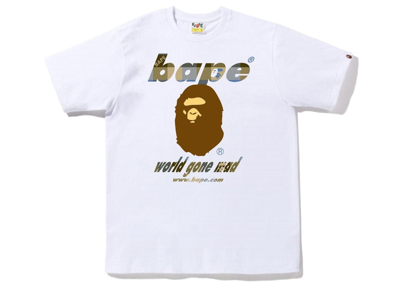 BAPE Block Check WGM Ape Head Tee White Beige