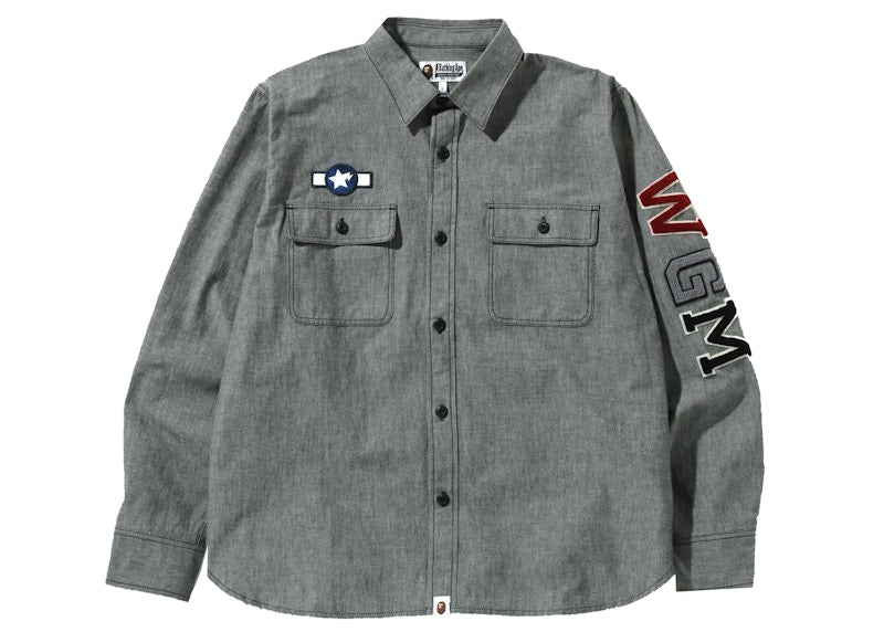 BAPE Busy Shark Chambray Relaxed Fit Shirt Black
