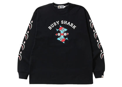 BAPE Busy Shark Relaxed Fit Heavy Weight L/S Tee Black