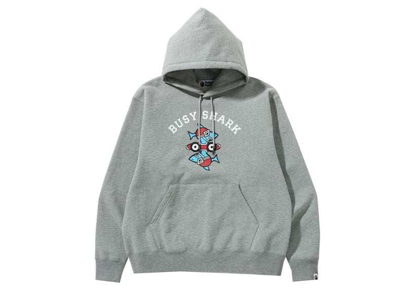 BAPE Busy Shark Relaxed Fit Pullover Hoodie (SS22) Gray