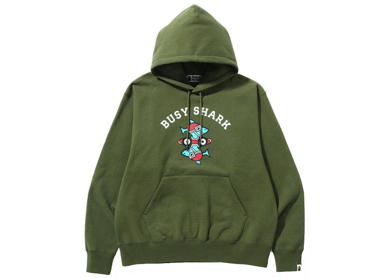 BAPE Busy Shark Relaxed Fit Pullover Hoodie (SS22) Olivedrab