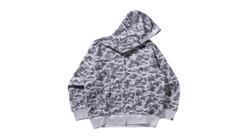 BAPE Camo Fake Print Relaxed Fit Shark Full Zip Hoodie White
