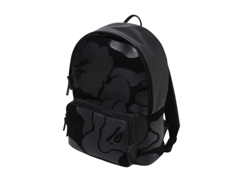 BAPE Camo Patch Leather Daypack Black