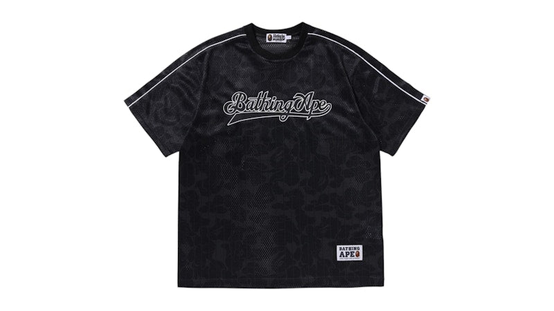 BAPE Camo Stripe Baseball Logo Relaxed Fit Tee Black