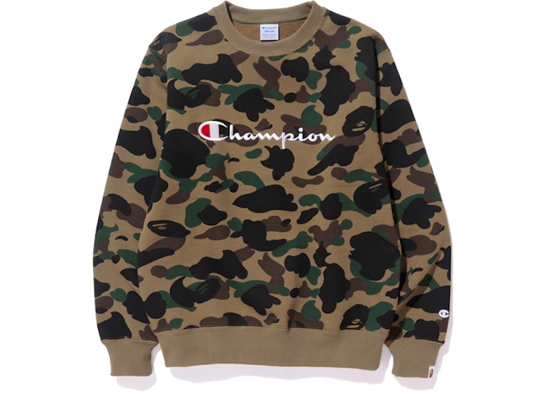 BAPE Champion 1st Camo Crewneck Green