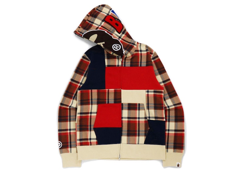 BAPE Check 2nd Ape Full Zip Hoodie Red