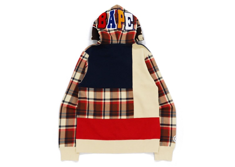 BAPE Check 2nd Ape Full Zip Hoodie Red