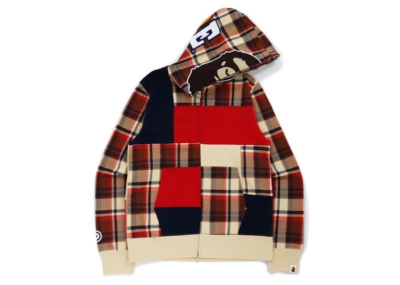 BAPE Check 2nd Ape Full Zip Hoodie Red