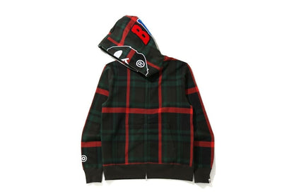 BAPE Check 2nd Ape Wide Full Zip Hoodie Green