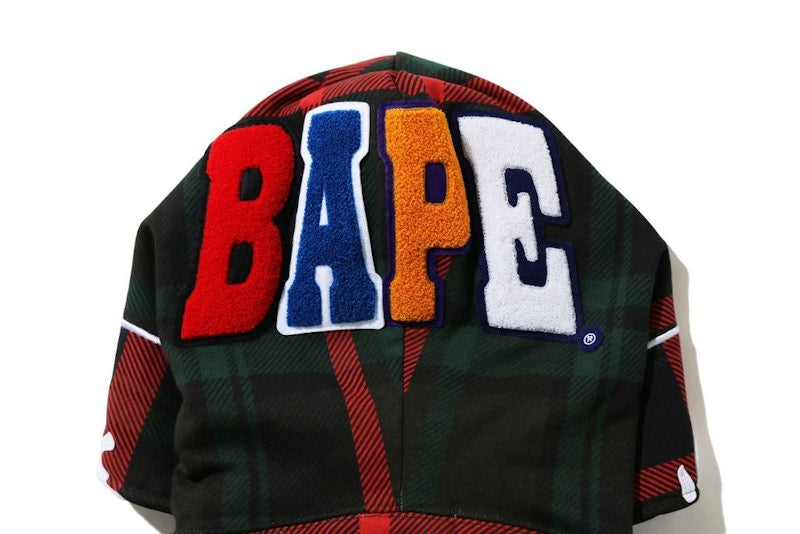 BAPE Check 2nd Ape Wide Full Zip Hoodie Green