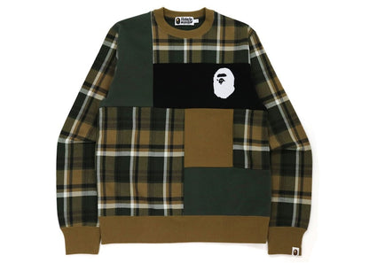 BAPE Check Ape Head Crewneck Olivedrab