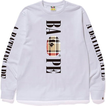 BAPE Check Bape Logo L/S Tee White/Beige