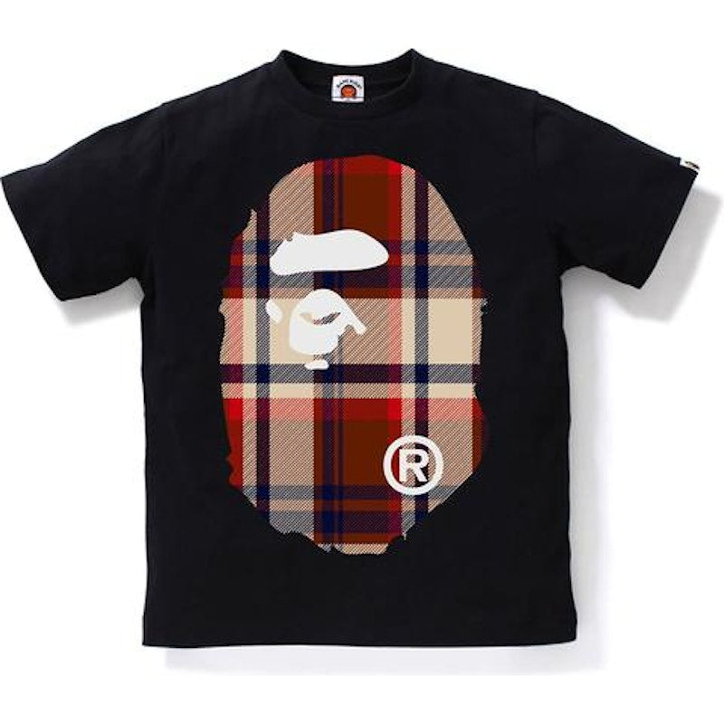 BAPE Check Big Ape Head JR Kids Tee Black/Red