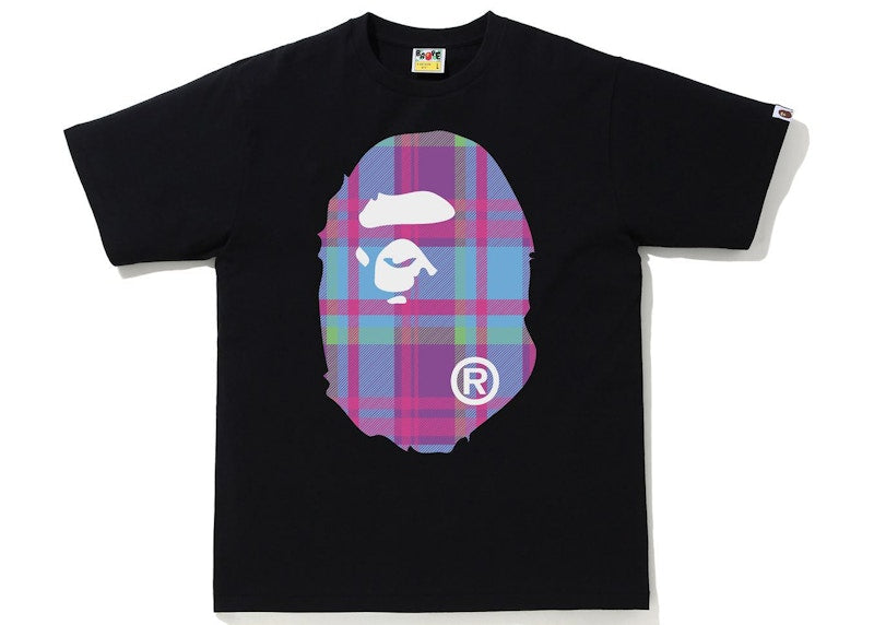 BAPE Check Big Ape Head Tee Black/Purple