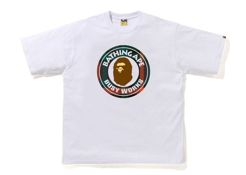 BAPE Check Busy Works Relaxed Tee White/Green