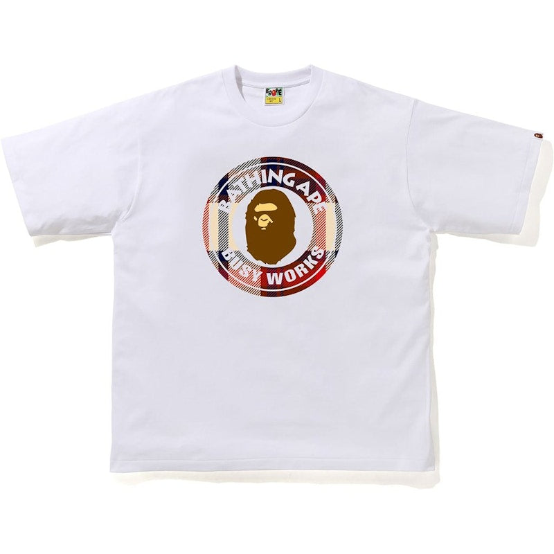 BAPE Check Busy Works Relaxed Tee White/Red