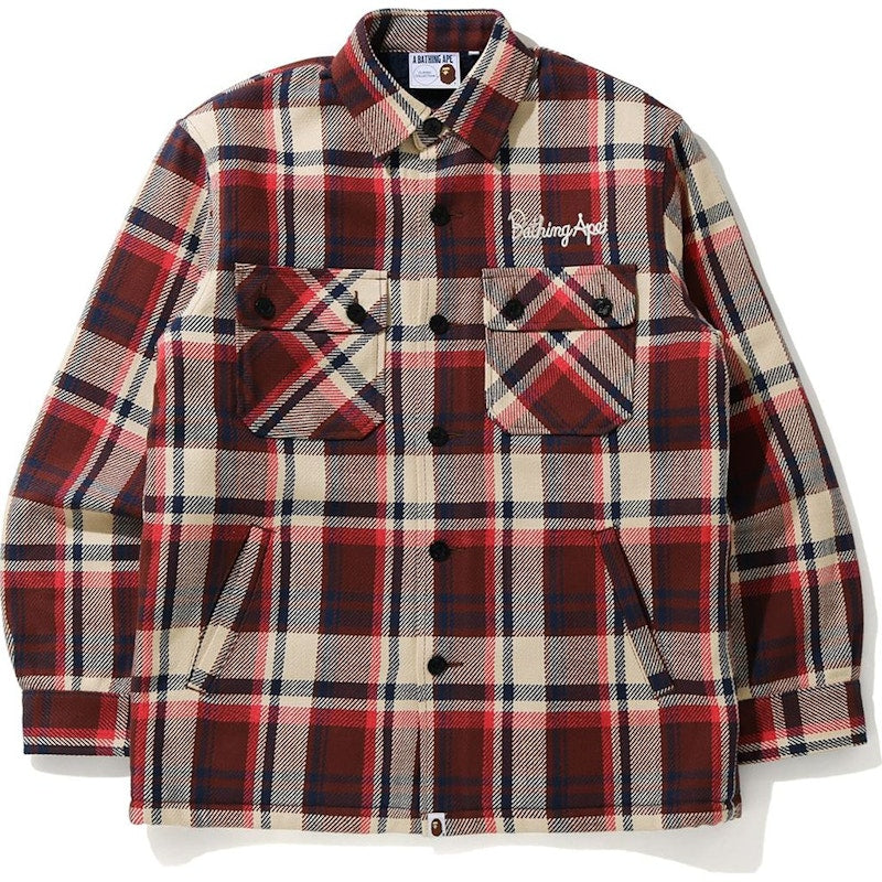 BAPE Check CPO Jacket Red