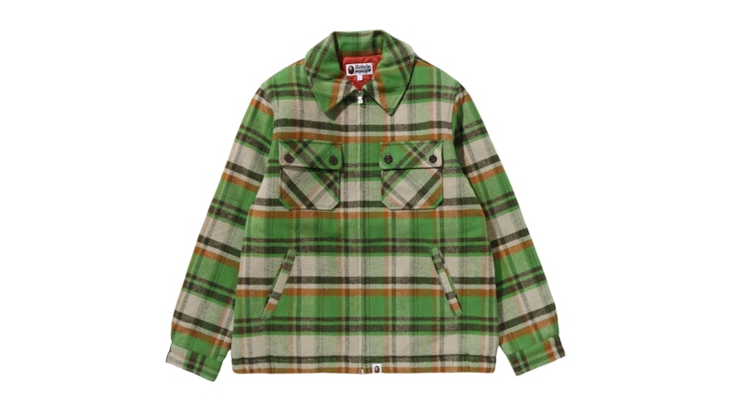 BAPE Check CPO Zip Jacket Green