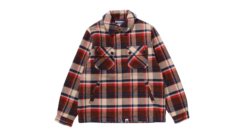 BAPE Check CPO Zip Jacket Red