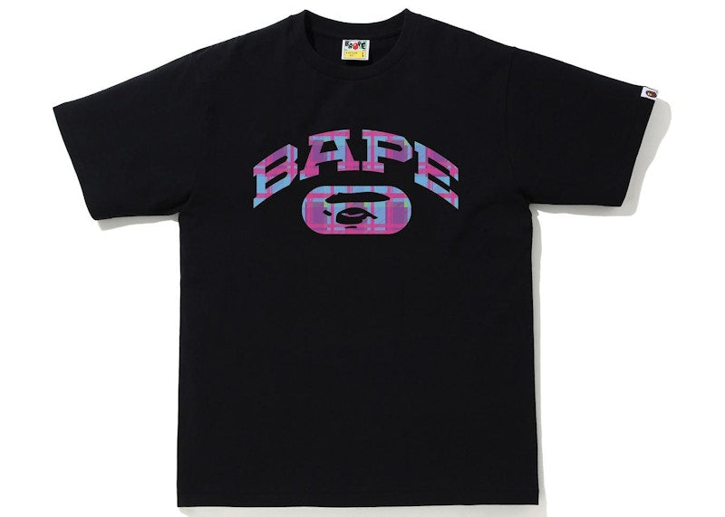 BAPE Check College Logo Tee Black/Purple