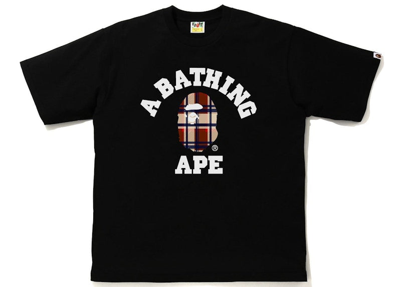 BAPE Check College Relaxed Fit Tee Black/Red
