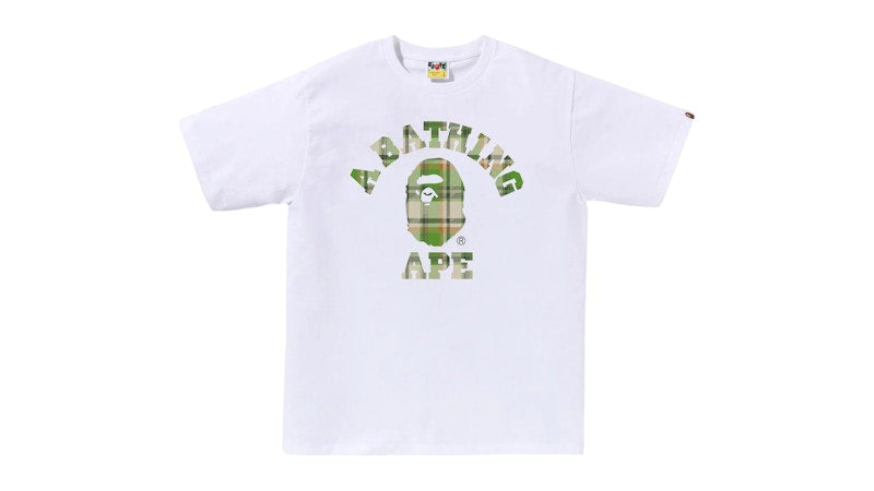 BAPE Check College Tee (FW25) White/Green