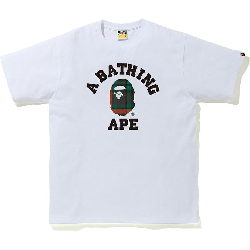 BAPE Check College Tee White/Green