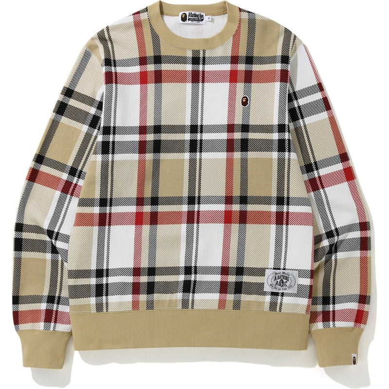 BAPE Check Crewneck Beige