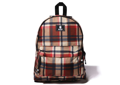 BAPE Check Daypack Backpack Red