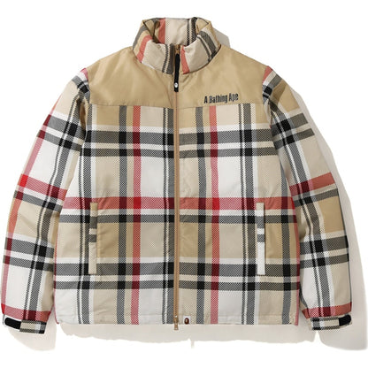BAPE Check Down Jacket Beige