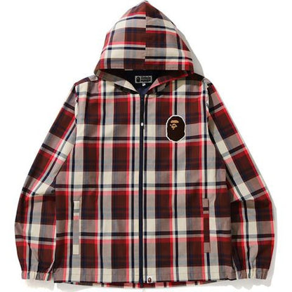 BAPE Check Hoodie Jacket Red