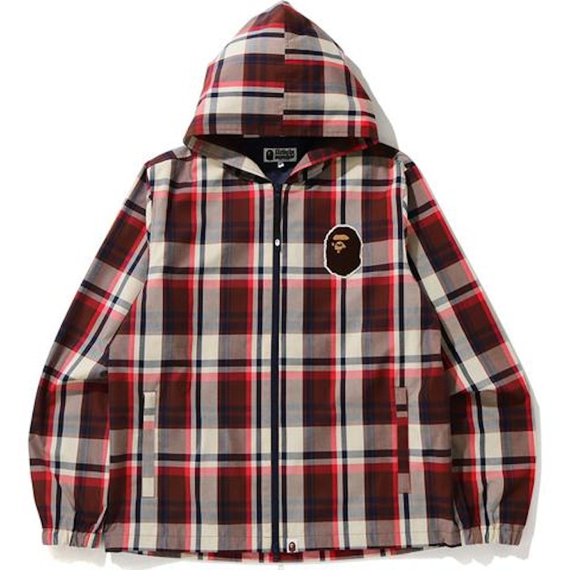 BAPE Check Hoodie Jacket Red