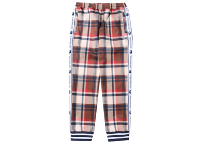 BAPE Check Jersey Pants Red