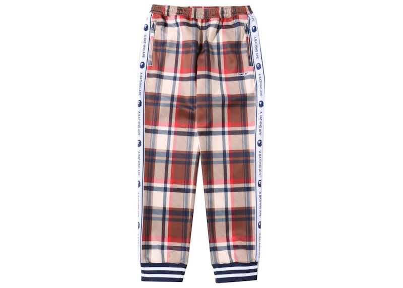 BAPE Check Jersey Pants Red