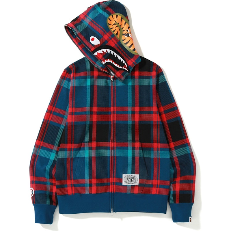 BAPE Check Shark Full Zip Hoodie Navy
