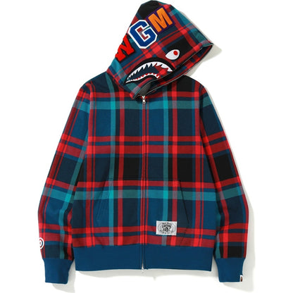 BAPE Check Shark Full Zip Hoodie Navy