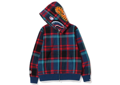 BAPE Check Shark Full Zip Hoodie (SS23) Navy
