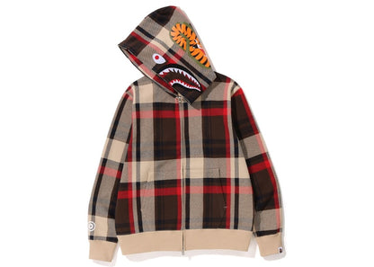 BAPE Check Shark Full Zip Hoodie (SS23) Red