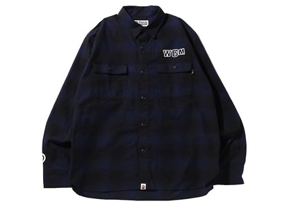 BAPE Check Shark Relaxed Fit Flannel Shirt Navy