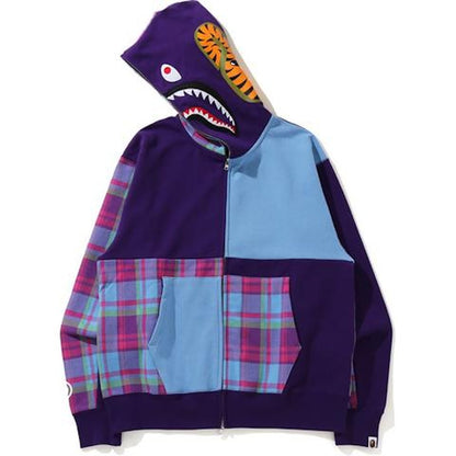 BAPE Check Shark Relaxed Full Zip Hoodie Purple