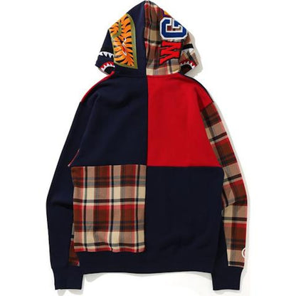 BAPE Check Shark Relaxed Full Zip Hoodie Red